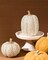 Greentek; Fall Thanksgiving Pumpkin Decor 2 PCS, White & Gold Resin Pumpkin Figurines, Luxury Autumn Harvest Tabletop Centerpiece, Farmhouse Home Decor, Elegant Fall Gift; Category:Fall Tabletop Decor; Image:4